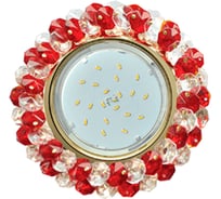 Светильник Ecola Gx53 h4 5341 glass круглый, с хрусталиками, прозрачный и рубин /золото 56x120 (к+) FR53RYECB