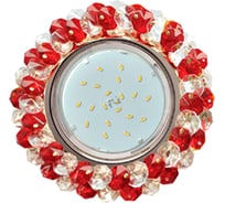 Светильник Ecola Gx53 h4 5341 glass круглый, с хрусталиками, прозрачный и рубин /хром 56x120 (к+) FS53RYECB