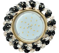 Светильник Ecola Gx53 h4 5341 glass круглый, с хрусталиками, прозрачный и черный /золото 56x120 (к+) FG53RYECB