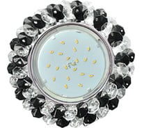 Светильник Ecola Gx53 h4 5341 glass круглый, с хрусталиками, прозрачный и черный /хром 56x120 (к+) FB53RYECB