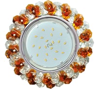 Светильник Ecola Gx53 h4 5341 glass круглый, с хрусталиками, прозрачный и янтарь /хром 56x120 (к+) FO53RYECB