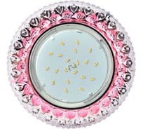 Встраиваемый светильник Ecola Gx53 h4 ld7009 искристый, с подсветкой "кристалл" прозрачный и розовый / хром 40x125 (к+) FP53CCEFB