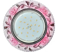 Встраиваемый светильник Ecola Gx53 h4 ld7071 искристый, с подсветкой "розы" прозрачный и розовый / хром 35x125 (к+) FP53CREFB