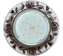 Встраиваемый светильник Ecola Gx53 h4 ld7071 искристый, с подсветкой "розы" прозрачный и черный / хром 35x125 (к+) FK53CREFB