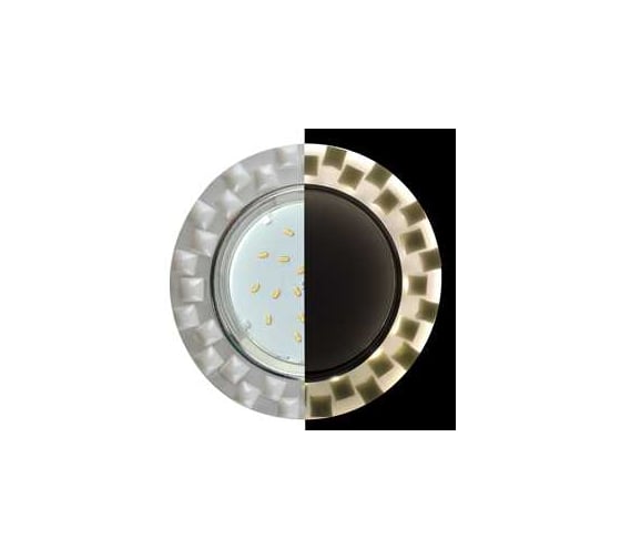 Светильник Ecola Gx53 h4 ld5316 glass стекло круг с квадратными плитками жемчуг с подсветкой хром - матовый 38x120 (к+) SL53TPECH 1