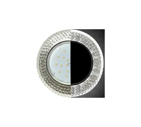 Светильник Ecola Gx53 h4 ld5319 glass круг с прозр. мозаикой с подсветкой/фон матовый/центр.часть хром 40x123 (к+) SL53RMECB