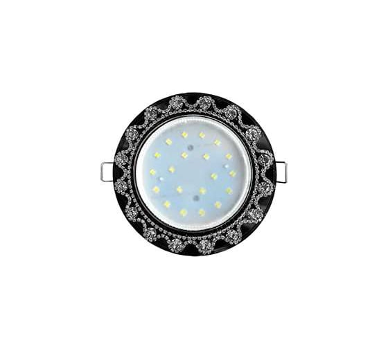 Светильник Ecola Gx53 h4 ld5360 glass круг с прозр. стразами корона с подсветкой (оправа хром)/фон черн../центр.часть хром 52x120 (к+) SB53RNECB