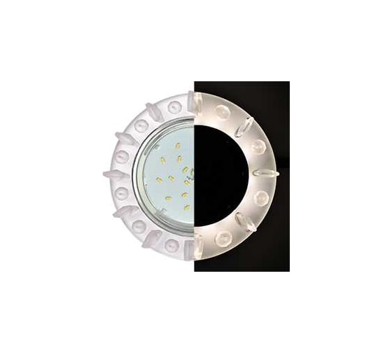 Светильник Ecola Gx53 h4 ld5361 glass круг с квадр. матовыми стразами с подсветкой/фон матовый/центр.часть хром 52x120 (к+) SN53RNEFB