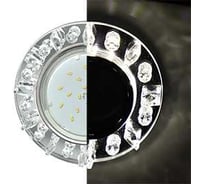 Светильник Ecola Gx53 h4 ld5361 glass круг с квадр. прозр. стразами с подсветкой/фон зерк./центр.часть хром 52x120 (к+) SK53RNEFB