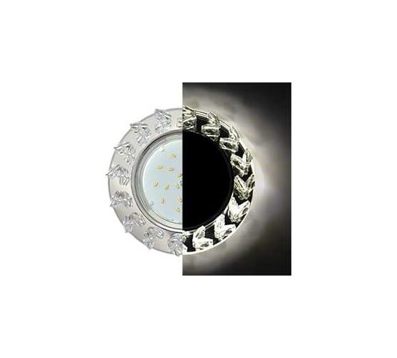 Светильник Ecola Gx53 h4 ld5361 glass круг с крупными прозр. стразами елочка с подсветкой/фон зерк./центр.часть хром 54x120 (к+) SE53RNEFB