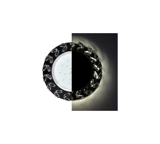 Светильник Ecola Gx53 h4 ld5361 glass круг с крупными прозр. стразами елочка с подсветкой/фон черн./центр.часть хром 54x120 (к+) SL53RNEFB