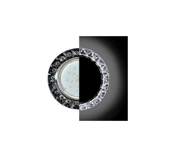 Светильник Ecola Gx53 h4 ld5361 glass круг с крупными стразами конус с подсветкой/фон черн./центр.часть хром 52x120 (к+) SQ53RGEFB 1