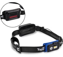 Налобный фонарь TopOn LED 3 Вт 250 лм 3.7 В 1.5 Ач 5.55 Втч, 3 режима, регулировка наклона, красный свет, опозновательный свет, IP54 TOP-MX04BL