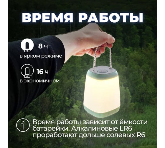 Фонарь КОСМОС 2028LED кемпинговый 16 SMD LED теплого света, 3*AA, 3 уровня яркости KOC2028LED