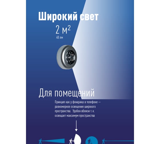 Фонарь КОСМОС 3020LED 3хLED,3хААА,самоклейк.,вк KOC3020LED
