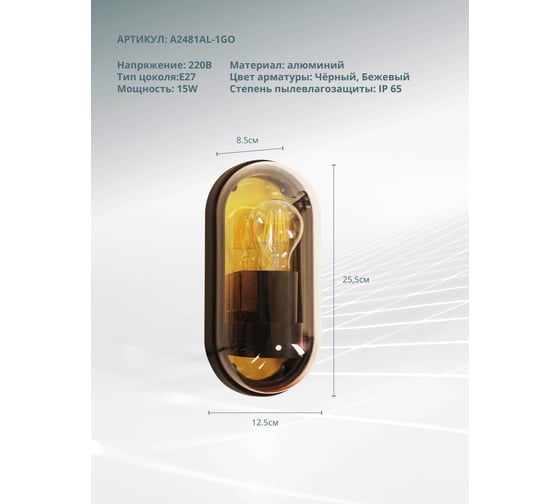 Уличный настенный светильник ARTE LAMP marfik A2481AL-1GO