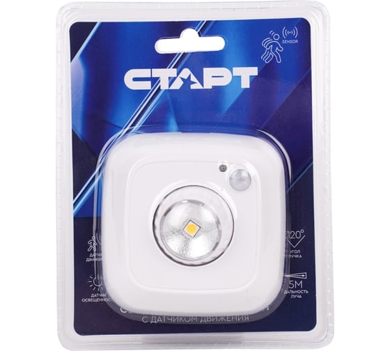 Фонарь-пушлайт СТАРТ ctapt pl-1led-sr c1 white белый на липучке 357