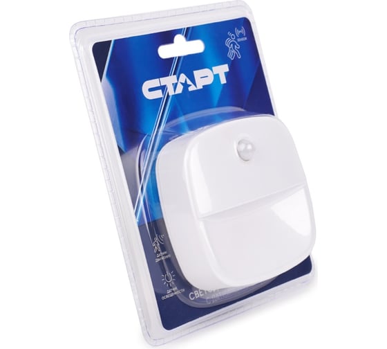 Фонарь-пушлайт СТАРТ ctapt pl-3led-sr c1 white белый с датчиком движения и освещенности на липучке 358