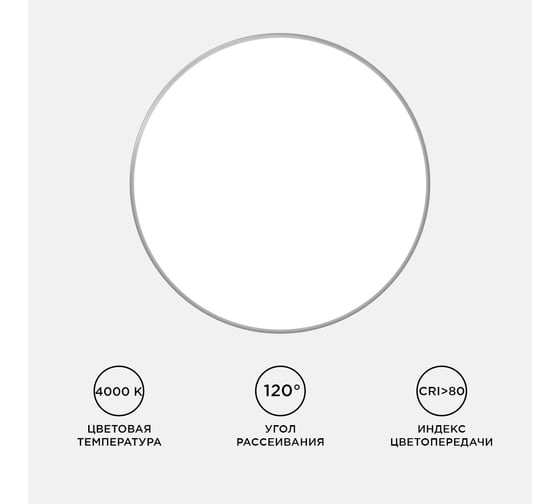 Светодиодный накладной светильник Apeyron, SPA, 20Вт, 1600лм, 4000К, IP54, ø250x30мм, круг, серебро 18-143