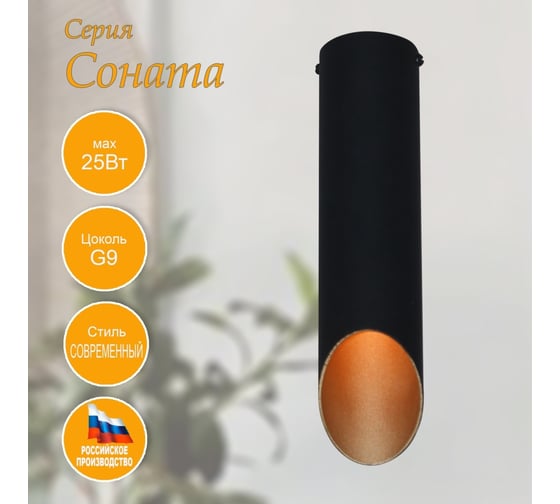 Светильник потолочный ЭЛЕТЕХ Соната 112 черн./зол. НПБ 01-25-102 G9 [ИМ] 1005405289