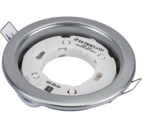 Металлический встраиваемый светильник Ultraflash матовый хром GX-53-04 14058