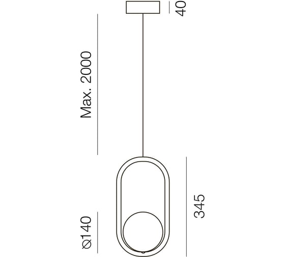Светильник подвесной DREAMLED SHARM OVAL 345 0427 BK DIM DALI