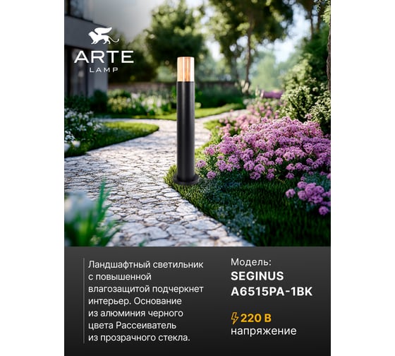 Ландшафтный светильник ARTE LAMP SEGINUS A6515PA-1BK