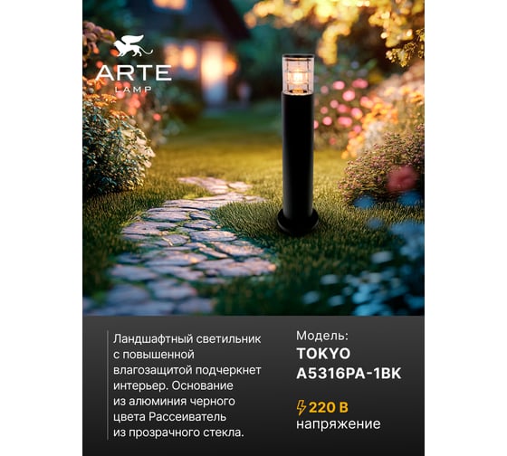 Ландшафтный светильник ARTE LAMP TOKYO A5316PA-1BK