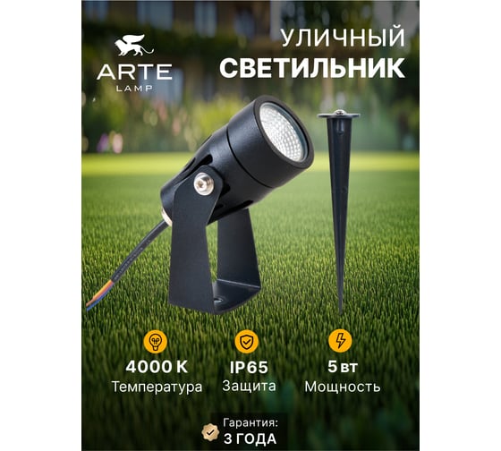 Грунтовый светильник ARTE LAMP ELSIE A4705IN-1BK