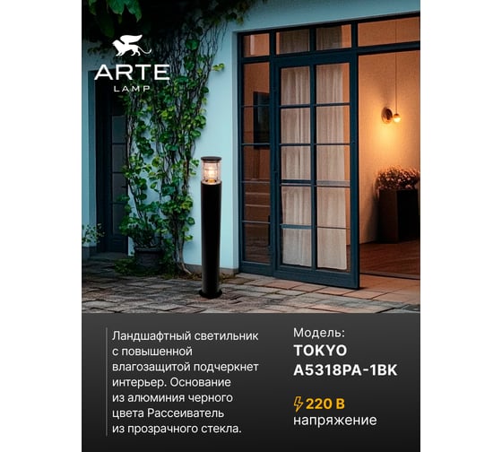 Ландшафтный светильник ARTE LAMP TOKYO A5318PA-1BK