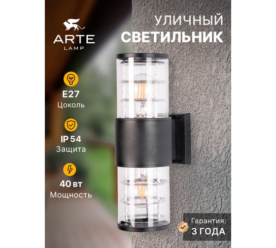 Уличный настенный светильник ARTE LAMP TOKYO A5315AL-2BK