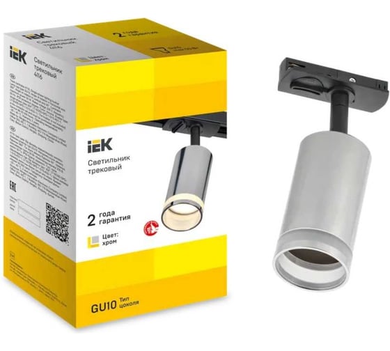 Светильник трековый поворотный IEK 4116 декор. GU10 хром LT-USB0-4116-GU10-1-K23