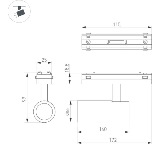Светильник Arlight MAG-VIBE-SPOT-R55-18W Day4000-MIX 1шт 045006