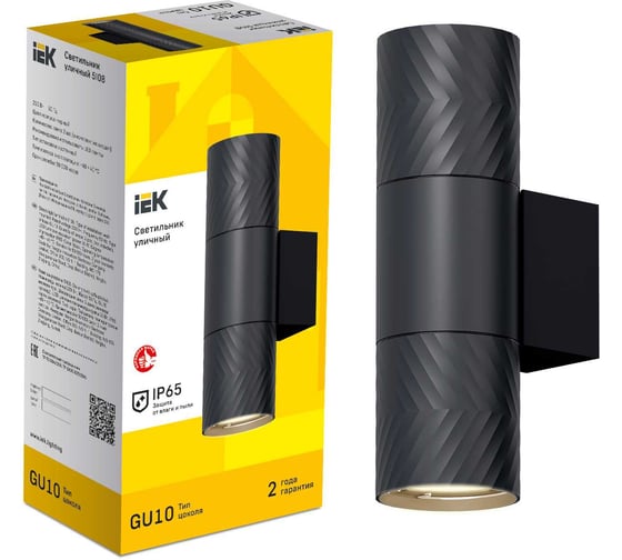 Светильник уличный IEK 5108 настенный 2хGU10 IP65 черный LT-UBU0-5108-GU10-2-K02