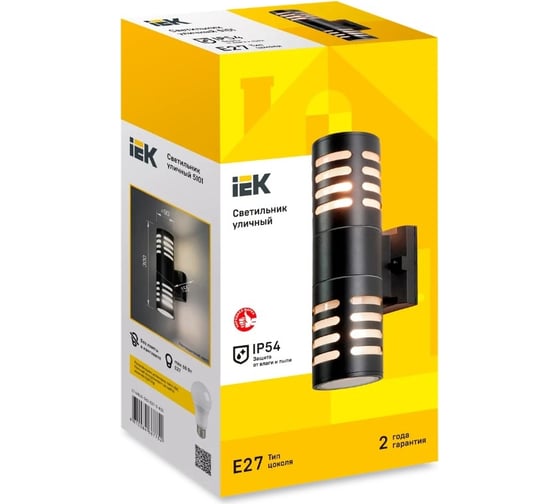 Светильник уличный IEK 5101 настенный E27 IP54 черный LT-UBU0-5101-E27-2-K02