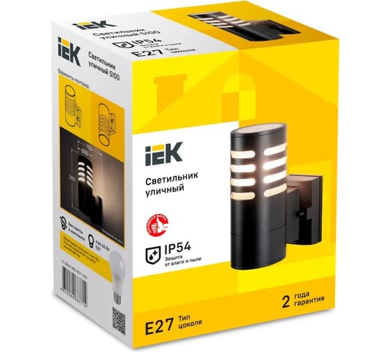 Светильник уличный IEK 5100 настенный E27 IP54 черный LT-UBU0-5100-E27-1-K02