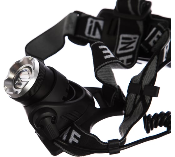 Налобный аккумуляторный фонарь IN HOME HLA 06B, 5W, LED, 450Lm, 10ч 3 режима, фокус., з/у 230В, черный, 4690612031873