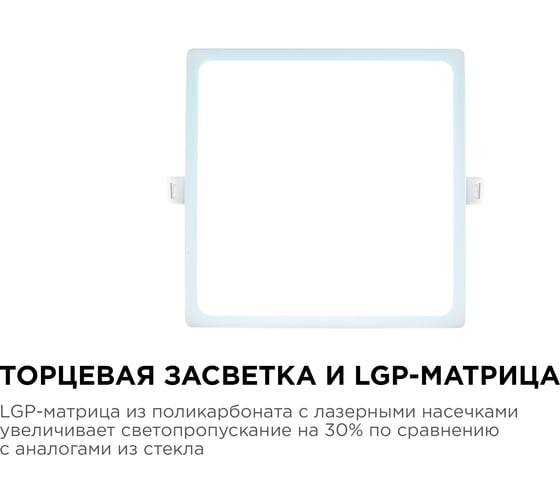 Светодиодная встраиваемая панель Apeyron 220В, 20Вт, CRI:80Ra, 1600Лм, 170x155мм, квадрат 06-60