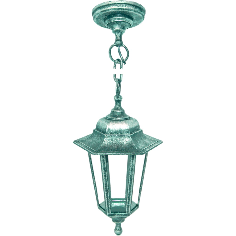 Подвесной светильник-фонарь APEYRON серебро 6-гранный прозрачное стекло .