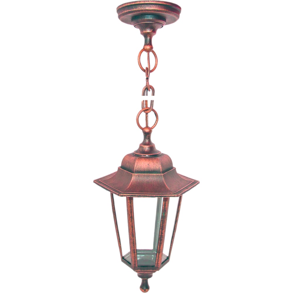 Подвесной светильник-фонарь APEYRON бронза 6-гранный прозрачное стекло .