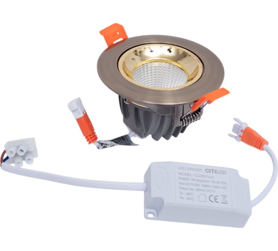 Встраиваемый светильник Citilux Альфа бронза+золото LED 7Wх3500K CLD001NW6