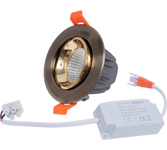 Встраиваемый светильник Citilux Альфа бронза+золото LED 7Wх3500K CLD001NW6