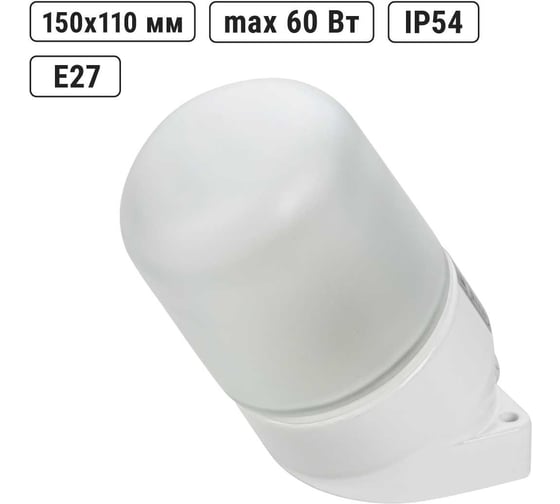 Настенный светильник для сауны TDM ELECTRIC НПБ400-1, IP54, 60 Вт, белый, наклонный SQ0303-0049