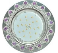 Светильник Ecola Gx53 h4 5360 glass круг, с прозрачными и аметистовыми стразами, корона (оправа хром)/фон зеркальный/центральная часть хром, 52x120 (к+) FP53RNECB
