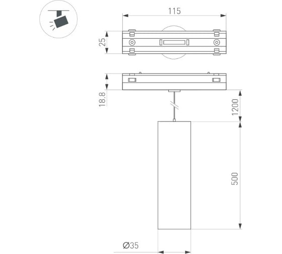 Светильник Arlight MAG-VIBE-SPOT-HANG-R35-10W Warm3000 1шт 044468