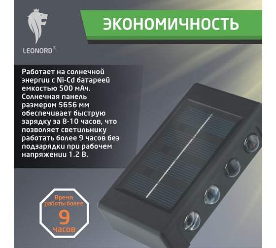 Светильник настенный на солнечной батарее Leonord 107248