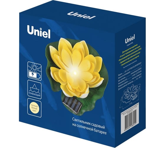 Садовый светильник на солнечной батарее Uniel USL-S-827/PT060 YELLOW WATERLILY UL-00011600