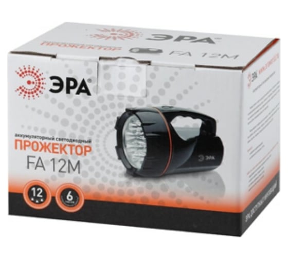 Фонарь ЭРА FA12M NEW Аккумулятор 4V3Ah, 12xLED, ЗУ 220V, карт 8/320 Б0012314