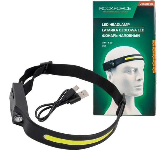 Налобный ударопрочный фонарь Rockforce (3-4.5V, 3W, IPX4) RF-JBEL9906(57860)