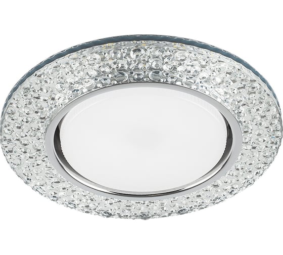 Встраиваемый светильник для натяжных потолков с белой LED подсветкой Feron CD4032 GX53, прозрачный, хром, 32996